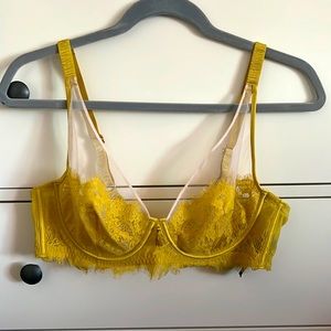 Ted Baker Unlined Lace Bra Mustard Yellow